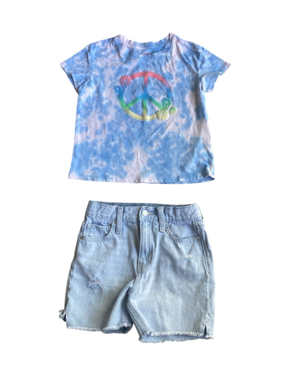 Tie-Dye Peace Sign Tee in Pastel Rainbow